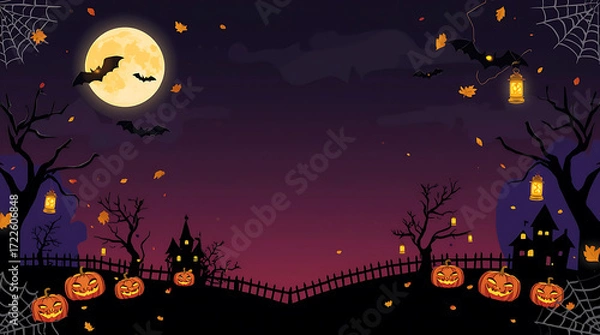 Obraz Halloween night background with pumpkin