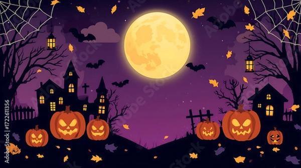 Obraz Halloween night background with pumpkin