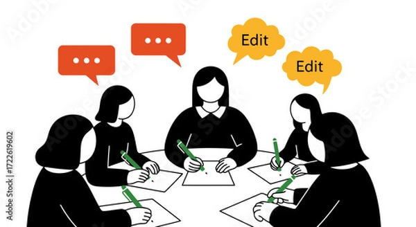 Obraz Vector art of team meeting for editing and discussion
