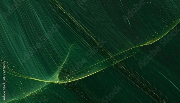 Fototapeta Abstract emerald green and gold flowing waves creating a sense of luxury and movement