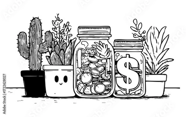 Obraz Creative Money Saving Jar Doodle Pack