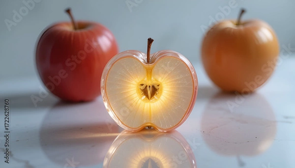 Fototapeta Geometric Apple Cube – Minimal Modern Food Concept 4K