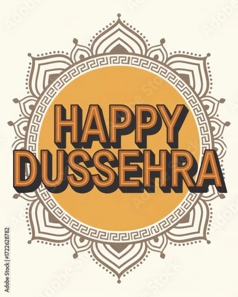 Obraz Happy dussehra greeting card with decorative mandala, isolated on white background