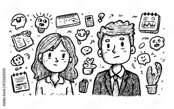 Obraz Sketchy Salary And Payroll Doodle Collection