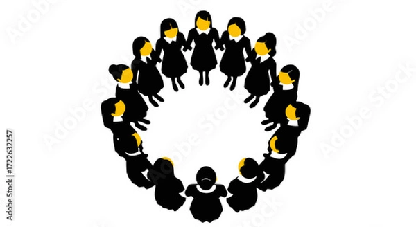 Obraz Vector art of circle of people holding hands