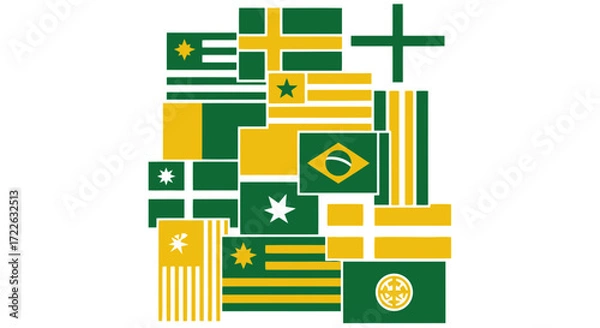 Obraz Vector art of collage of various national flags