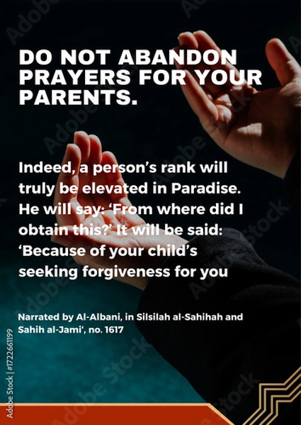 Obraz A supplication urging prayer for parents, promising elevated status in paradise.