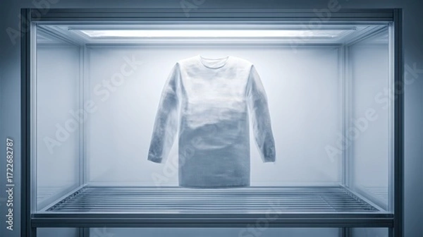 Obraz Minimalistic Display of a White Long Sleeve Shirt in Showcase