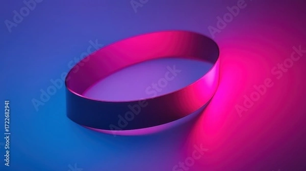 Obraz Modern Abstract Shape with Vibrant Pink and Blue Light Reflection