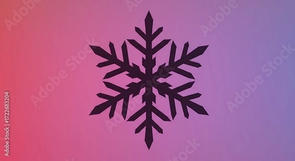 Fototapeta Silhouette snowflake on gradient background