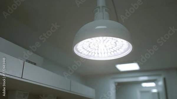 Obraz Modern Ceiling Light Fixture with Bright LED Illumination in Room