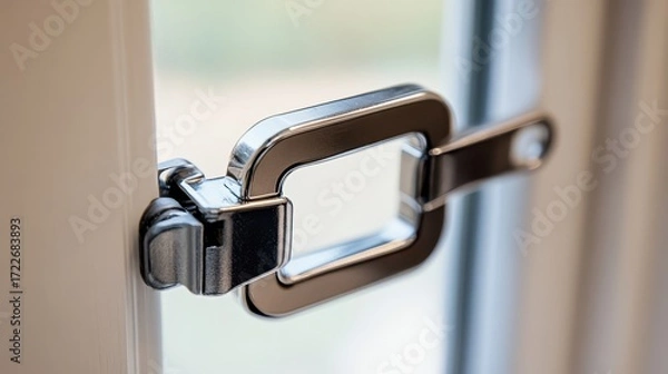 Obraz Modern Chrome Window Lock with Elegant Design and Secure Functionality