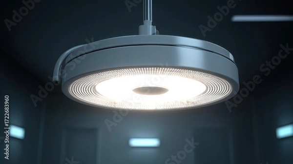 Obraz Modern Circular LED Ceiling Light Fixture in Dark Room Setting