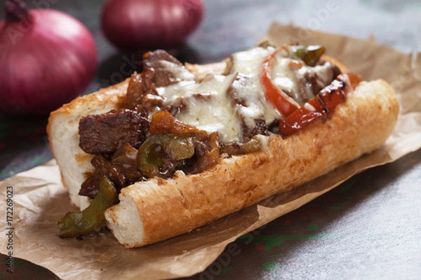 Obraz Philly cheese steak sandwich