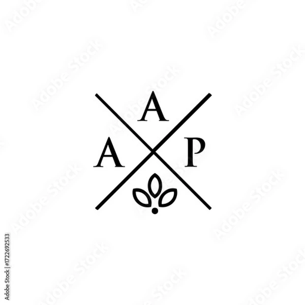 Fototapeta AAP letter logo design on WHITE background. AAP creative initials letter logo concept. AAP letter design.