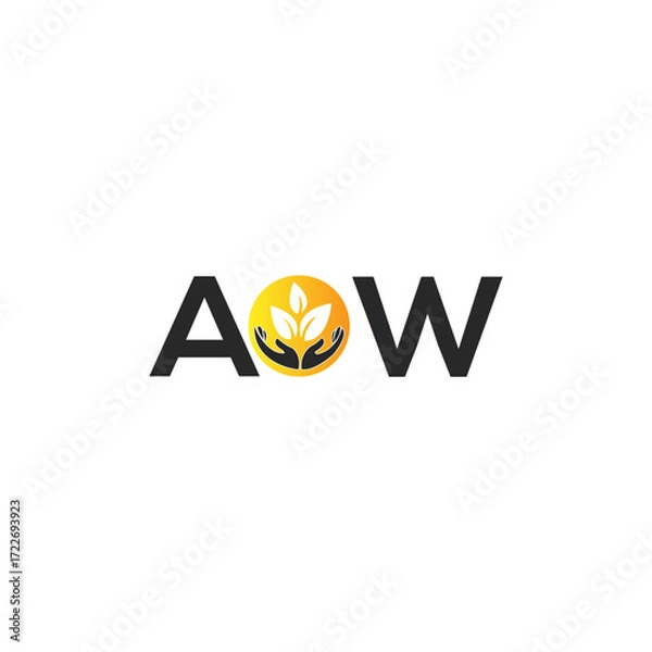 Obraz AOW letter logo design on BLACK background. AOW creative initials letter logo concept. AOW letter design.