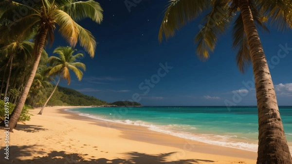 Obraz tropical beach with palm trees