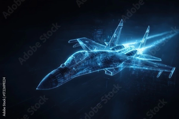 Fototapeta Abstract wireframe fighter jet
