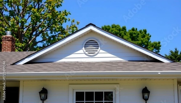 Fototapeta Circular Attic Vent Under Blue