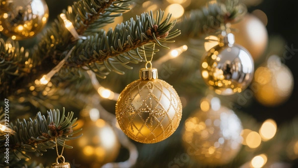 Fototapeta golden christmas tree