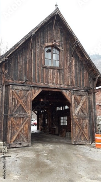 Obraz Rustic wooden barn with large entryway