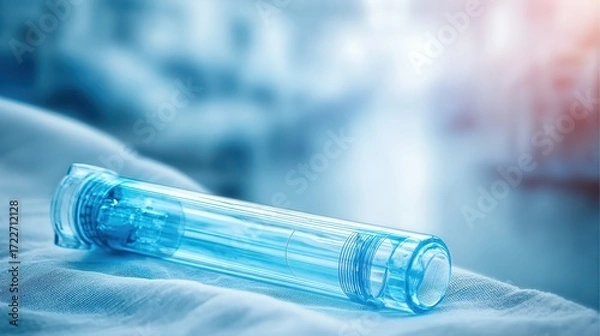 Fototapeta Transparent medical device on soft surface in clinical environment