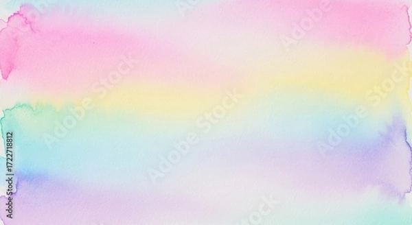 Obraz A watercolor painting of a rainbow with pastel colors on a white background.