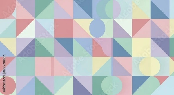 Obraz A colorful geometric pattern with pastel colors and shapes.