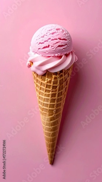Fototapeta Pink ice cream cone