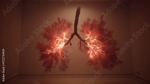 Fototapeta Conceptual Art Installation Representing Lungs and Breathing Process