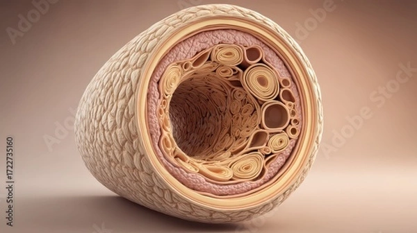 Fototapeta Cross-Section of Biological Tissue Showing Cellular Structures and Layers