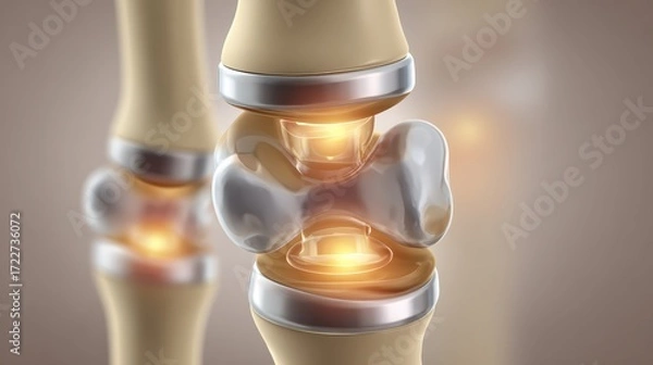 Fototapeta Detailed 3D Illustration of Human Joint Structure with Highlights