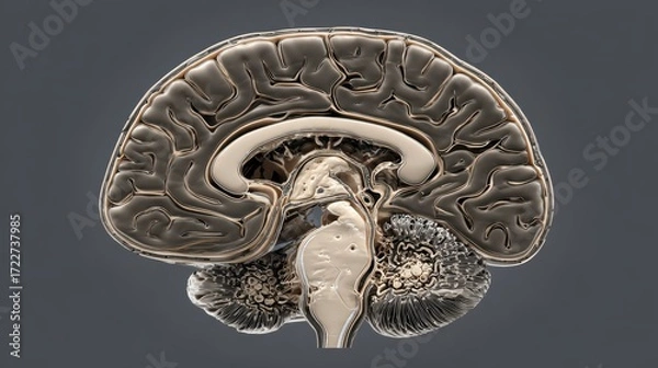 Fototapeta Detailed 3D Visualization of Human Brain Anatomy and Structure