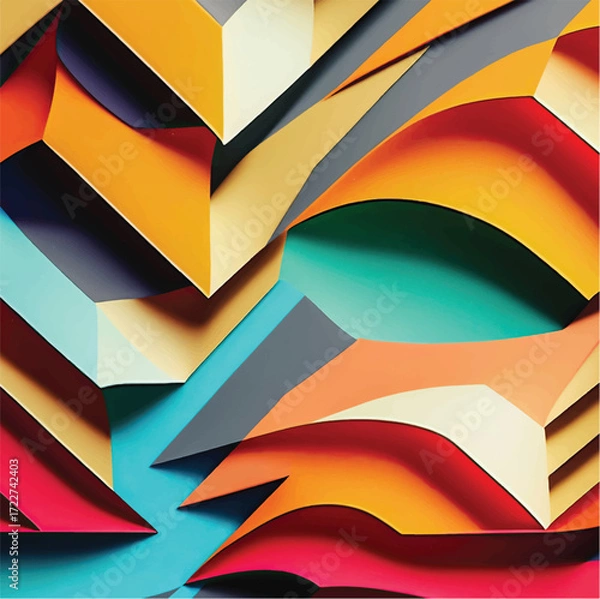 Fototapeta Multicolor geometric pattern Abstract psychedelic background. Vector illustration	