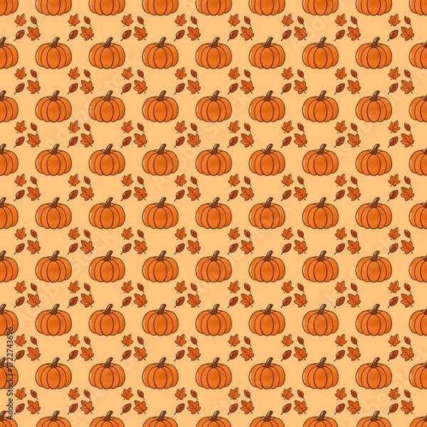 Fototapeta seamless pattern pumpkin