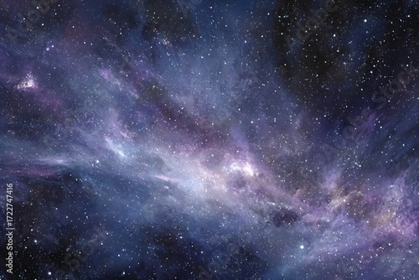 Fototapeta A scenic view of a vibrant nebula with stars and cosmic dust in deep space exploration imagery