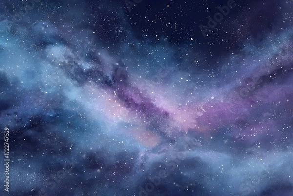 Fototapeta A dreamy depiction of a nebula with swirling colors and scattered stars in a vast cosmic expanse