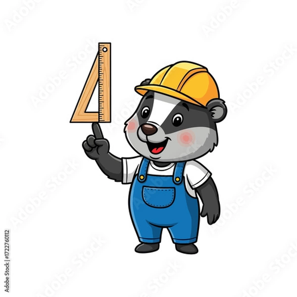 Fototapeta the studious badgers precise measurement a tiny architects dream, isolated on transparent background