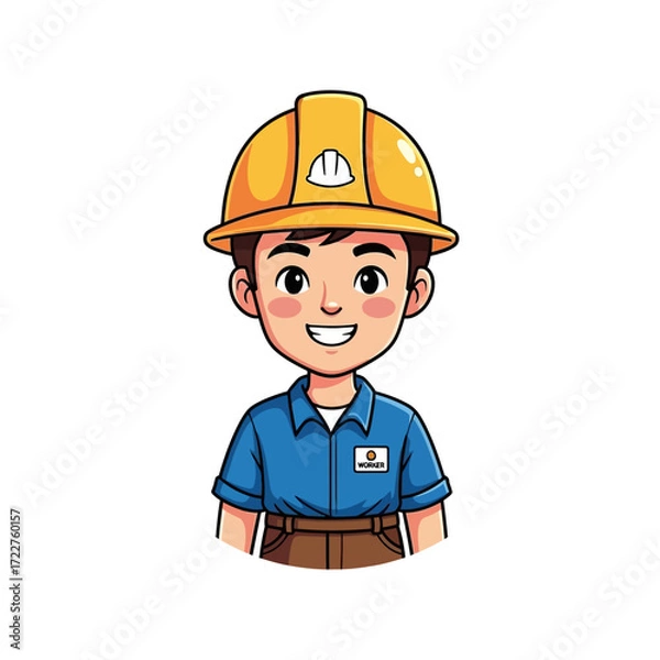 Fototapeta the young construction worker a portrait of bright dreams, isolated on transparent background
