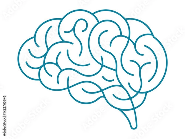 Fototapeta one line monoline abstract brain isolated on white background