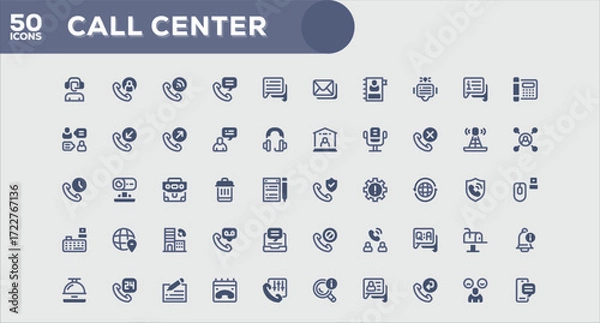 Obraz Call Center Flat Vector Icon Pack for Modern Digital Design Projects