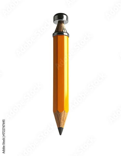 Obraz A vertically-oriented, detailed pencil with a metal cap
