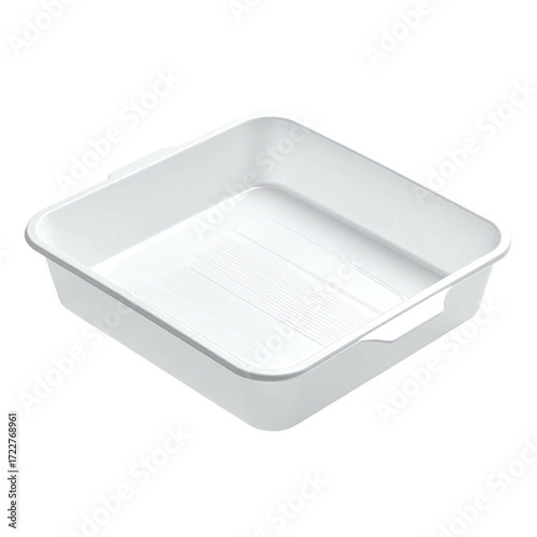 Obraz Square, white plastic food container with ribbed bottom