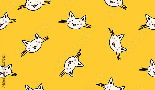 Fototapeta Cute cats pattern background vector design
