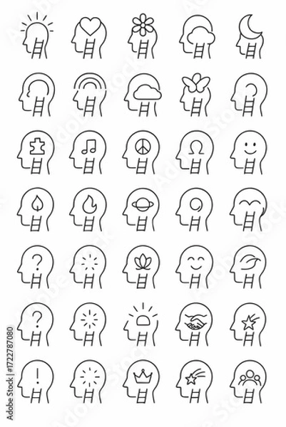 Obraz Mind Icon Set Cognitive Concepts & Mental State Representations