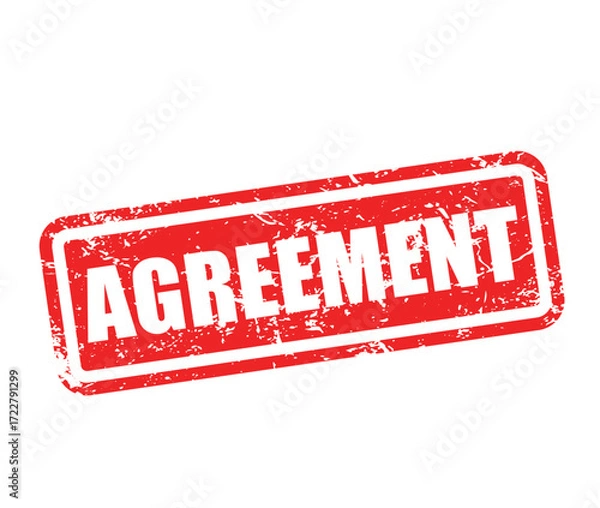 Fototapeta AGREEMENT Stamp Label – Grunge Rubber Seal Vector Design Isolated on White Background