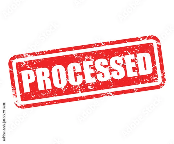 Fototapeta PROCESSED Stamp Label – Grunge Rubber Seal Vector Illustration Isolated on White Background