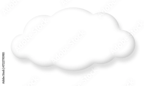 Fototapeta 3d white cloud png element on transparent background. Cloud symbol frame illustration.