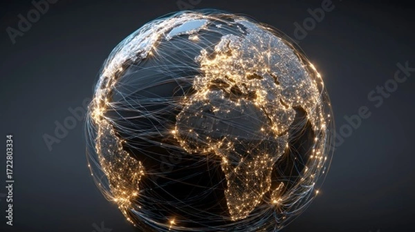Fototapeta Global connectivity world map image