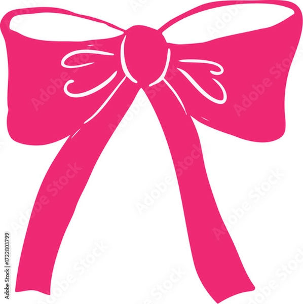 Obraz Pink ribbon bow vector illustration isolated on white background